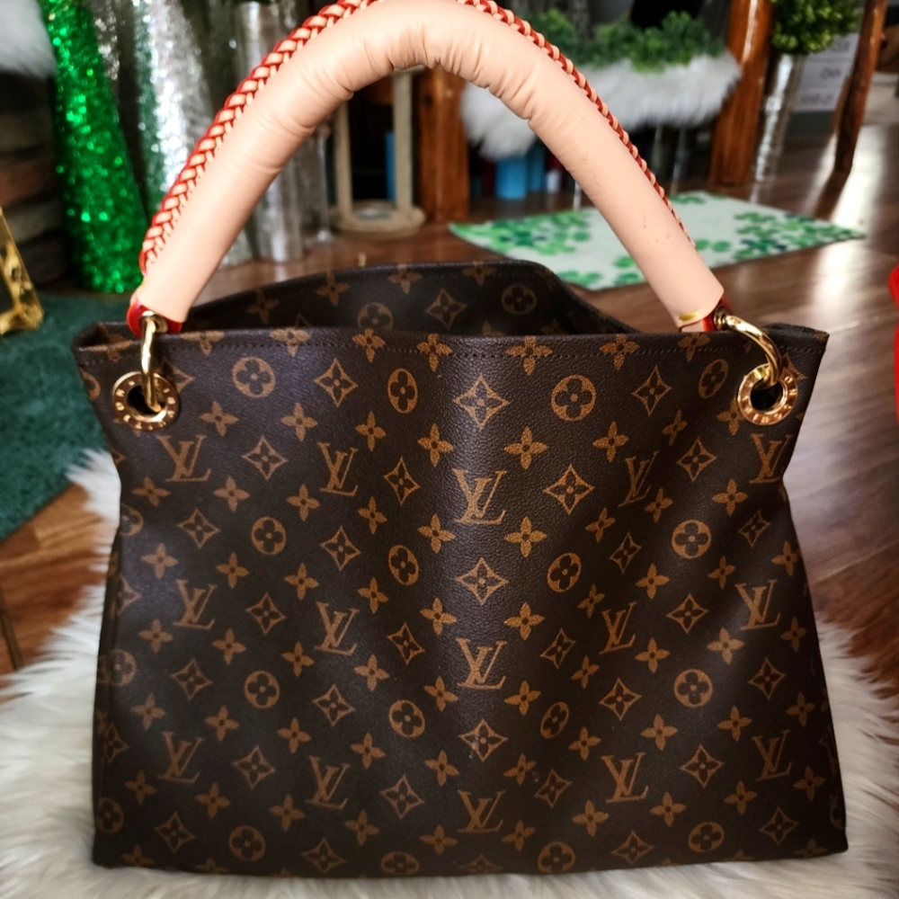 Louis Vuitton Monogram Canvas Tote with Pink Top Handle